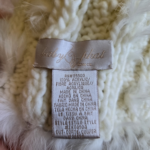 3/$25 Vintage Baby Phat Winter Hat Beanie Faux Fur Knit Cream Off White Soft - Picture 3 of 7